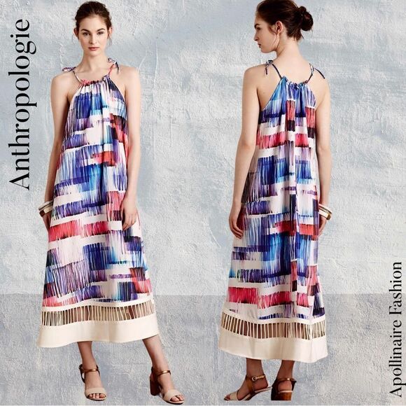 ANTHROPOLOGIE BY SACHIN BABI SONORA WATERCOLOR MAXI DRESS NEW LARGE - Picture 1 of 8